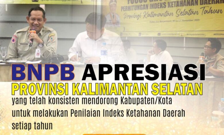 BNPB Apresiasi BPBD Kalsel Atas IKD dan IRB Kabupaten/Kota