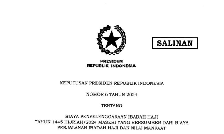 Pemerintah Terbitkan Keppres Biaya Penyelenggaraan Ibadah Haji 1445 H